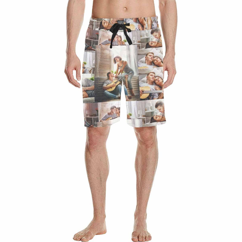 Custom Funny Face Personalized Photo Men's Beach Short-Drawstring Short