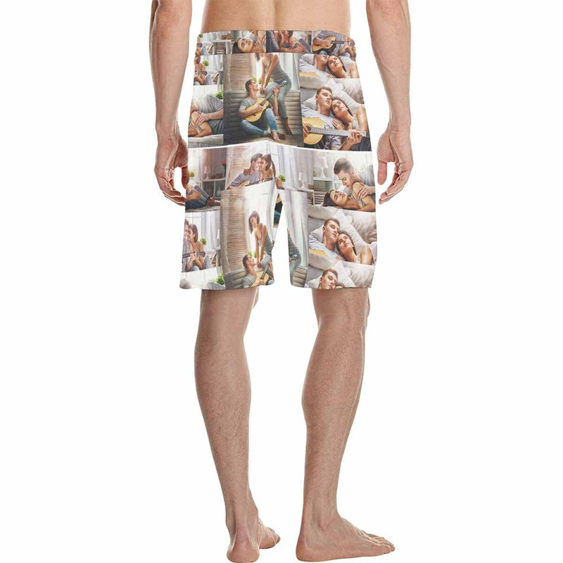 Custom Funny Face Personalized Photo Men's Beach Short-Drawstring Short