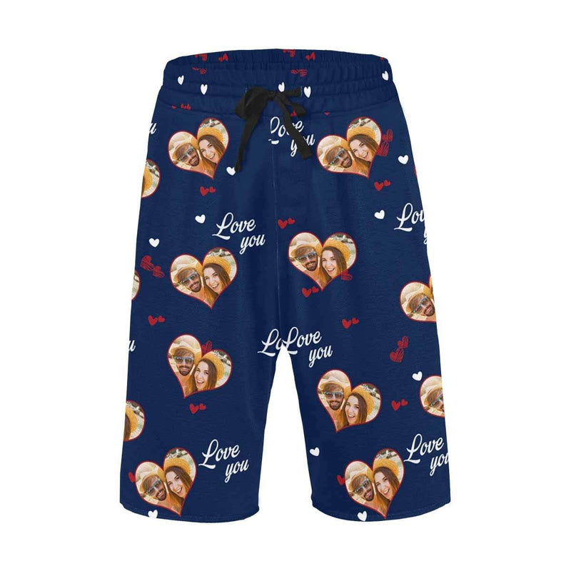 Custom Face In Heart Personalized Photo Men's All Over Print Casual Shorts