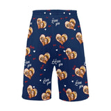 Custom Face In Heart Personalized Photo Men's All Over Print Casual Shorts