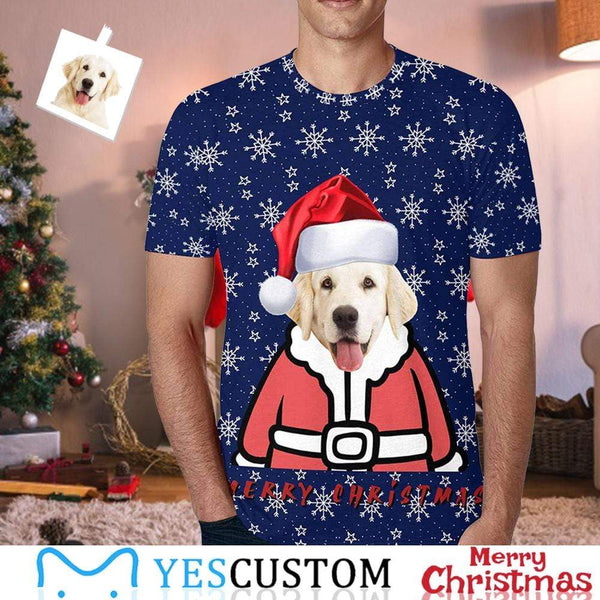 Custom Face T-shirt Christmas Snowflake Print Your Own Personalized Shirt for Him Design Your Own Custom T-shirt