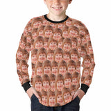 Custom Face Unique Kids' Rib Cuff Long Sleeve T-shirt