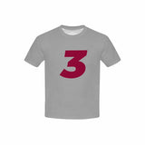 Custom Text Number Grey Kid's All Over Print T-shirt