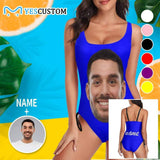 Bachelorette Swimsuit-Custom Face&Name Bride Swimsuit Personalized Women's New Drawstring Side One Piece Bathing Suit Bridesmaid Party Swimsuits